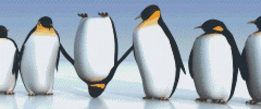 Penguin Lineup Twelve [12] Baseplate PixelHobby Mini-mosaic Art Kit